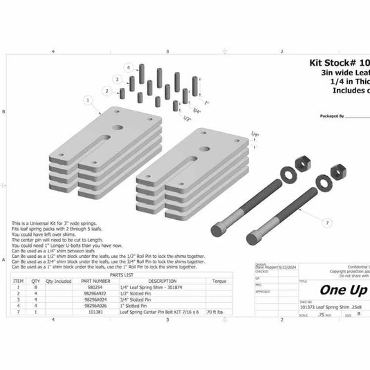 S&B | 1/4 Inch Leaf Spring Shim Kit