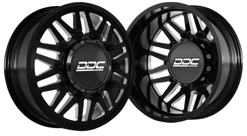 Load image into Gallery viewer, DDC | Dually Wheels 94-18 RAM / 92-10 GM Aftermath Black / Milled 20X8.25 8X165 12.50 *DISCONTINUED*