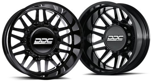 DDC | Dually Wheels Aftermath Black / Mill 22x8.25 8x200 SS Fronts Ford 05-25 Ford F-350