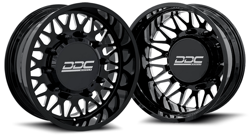 Load image into Gallery viewer, DDC | Dually Wheels The Mesh Forged 22x8.25 10x225 Black / Mill SS Fronts 15-25 Ford F-450 / F-550 Dodge Ram 08-25 4500 / 5500
