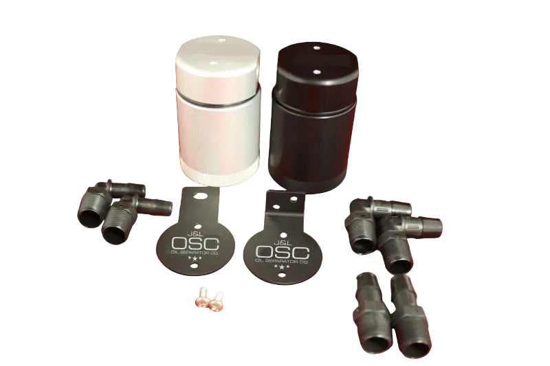 Load image into Gallery viewer, J&L Oil Separator 3.0 Base Kit - Black Anodized (Incl 2 Brackets & 6 Fittings)