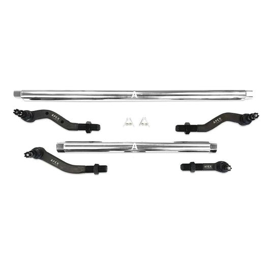 Apex Chassis | Jeep Wrangler JL / Gladiator JT 2.5 Ton Tie Rod & Drag Link Assembly - Polished Aluminum | KIT125