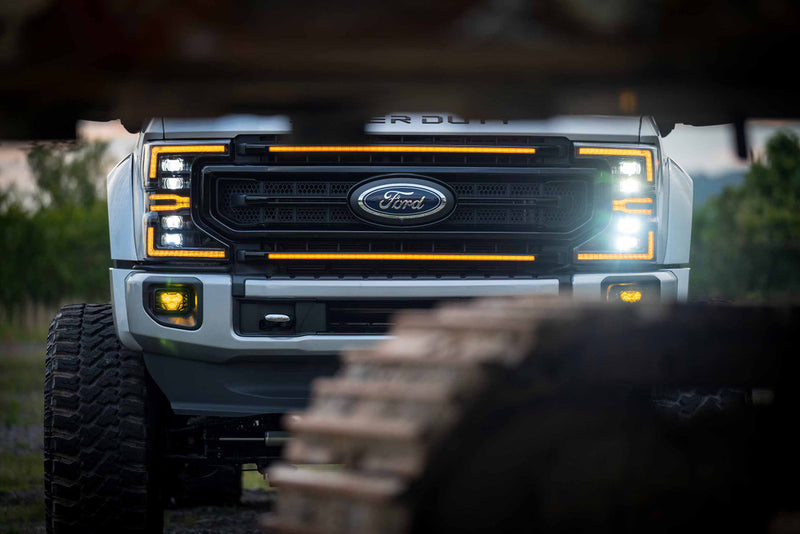 Load image into Gallery viewer, Morimoto | 2020-2022 Ford Super Duty XBG LED DRL Grille | Paintable Black / Amber DRL