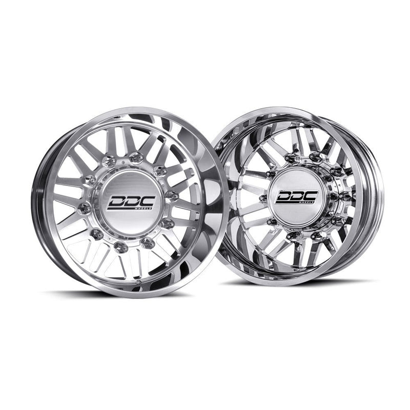 Load image into Gallery viewer, DDC Dually Wheels Aftermath Polished 22x8.25 8x165 SS Fronts 94-18 Dodge Ram 3500 92-10 Silverado / Sierra 3500 87-97 Ford F-350 165-22-01PL-AS