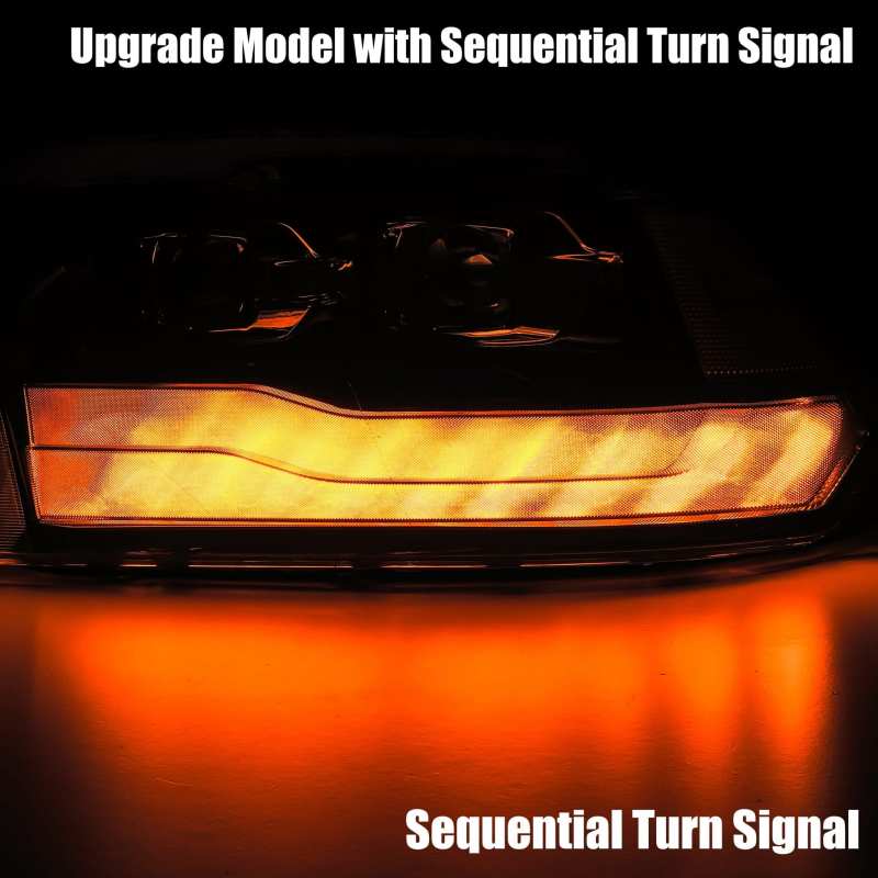 Load image into Gallery viewer, AlphaRex 09-18 Dodge Ram 1500HD LUXX LED Proj Headlights Plnk Style Blk w/Activ Light/Seq Signal/DRL