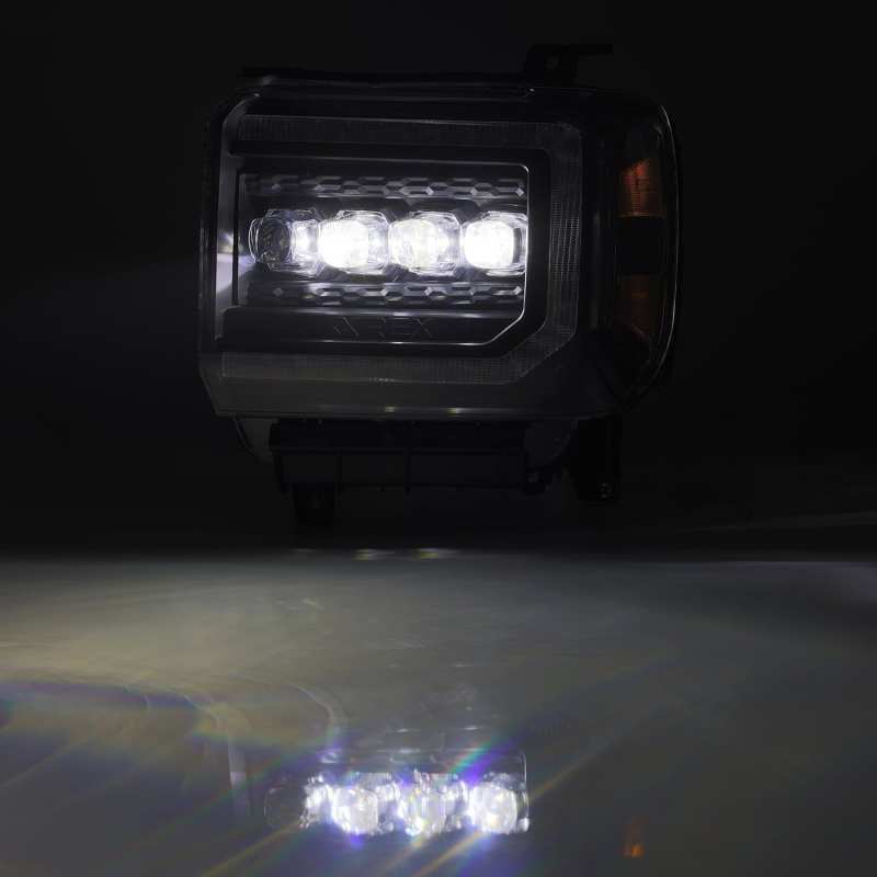 Load image into Gallery viewer, AlphaRex 14-18 GMC Sierra NOVA LED Proj Headlights Plank Style Black w/Activ Light/Seq Signal/DRL