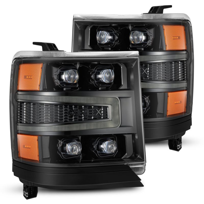 Load image into Gallery viewer, AlphaRex 16-18 Chevy 1500HD NOVA-Series LED Proj Headlights Alpha BLK w/Activ Light/Seq Signal & DRL