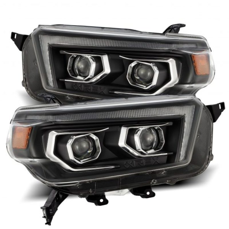 Load image into Gallery viewer, AlphaRex 10-13 Toyota 4Runner LUXX LED Proj Headlights Plank Style Black w/Seq Signal/DRL