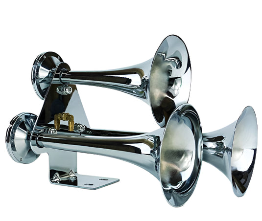 PacBrake | Basic Triple Train Horn Kit For Onboard Air Cast Zinc Alloy / Stainless Steel Chrome Finish