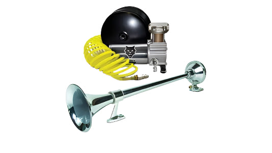 PacBrake | Premium Large Single Air Horn Kit W/ Air Horn Kit (HP10234) And Onboard Air Kit (HP10163)