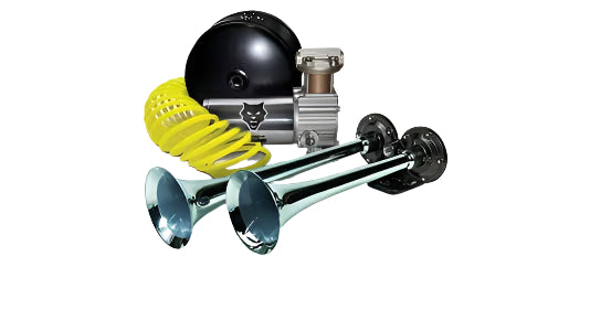 PacBrake | Premium Dual Air Horn Kit W/ Air Horn Kit (HP10073) And Onboard Air Kit (HP10163)