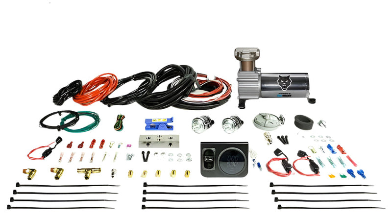 Load image into Gallery viewer, PacBrake | Premium In Cab Control Kit For Simultaneous Spring Activation W/ HP325 Compressor Air Spring Dash Switches Pre Built Harnesses Fittings Fasterners and Everything Required For a Complete Install