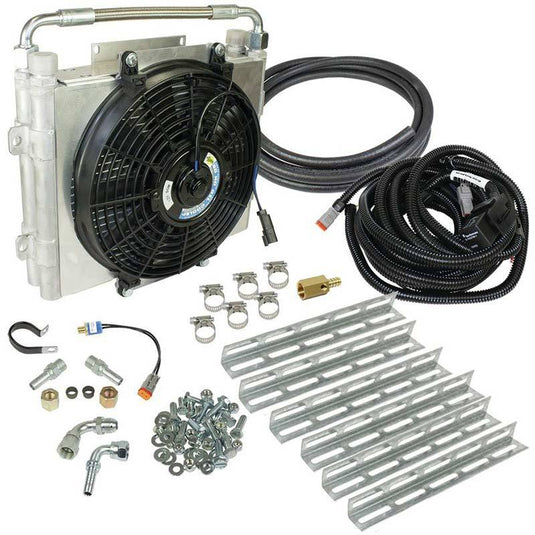 BD Diesel | XTrude Double Stacked Transmission Cooler With Fan - Complete Kit 5/8 Inch Lines