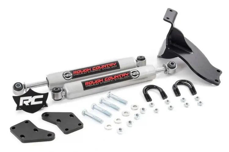 Load image into Gallery viewer, Rough Country | 2014-2024 Dodge Ram 2500 / 2013-2024 3500 4WD Dual N3 Steering Stabilizer