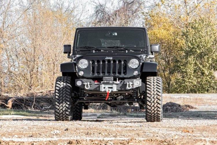 Load image into Gallery viewer, Rough Country | 2007-2018 Jeep Wrangler JK Front Hybrid Stubby Bumper With Fog Light Mounts | 1062