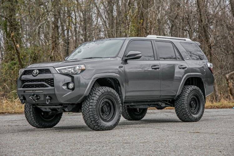Load image into Gallery viewer, Rough Country | 2014-2024 Toyota 4Runner 2WD / 4WD Front Bumper - Black With White DRL Lights