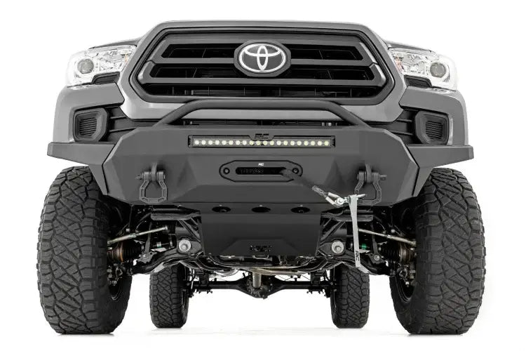 Load image into Gallery viewer, Rough Country | 2016-2023 Toyota Tacoma Front Hybrid High Clearance Bumper - Black Lights With White DRL - Winch Mount Only