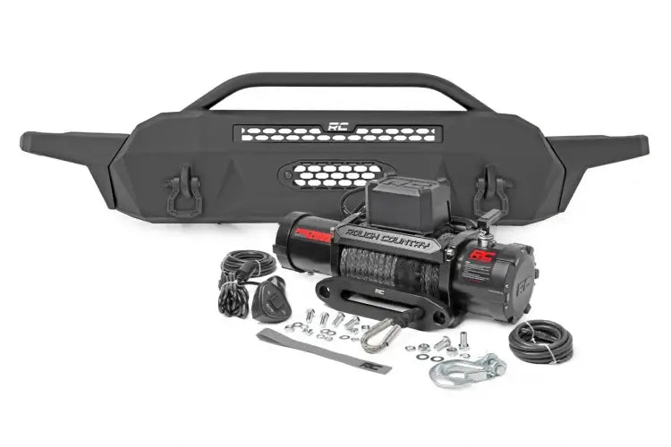 Load image into Gallery viewer, Rough Country | 2016-2023 Toyota Tacoma Front Hybrid High Clearance Bumper - Black Lights - Winch Mount Only