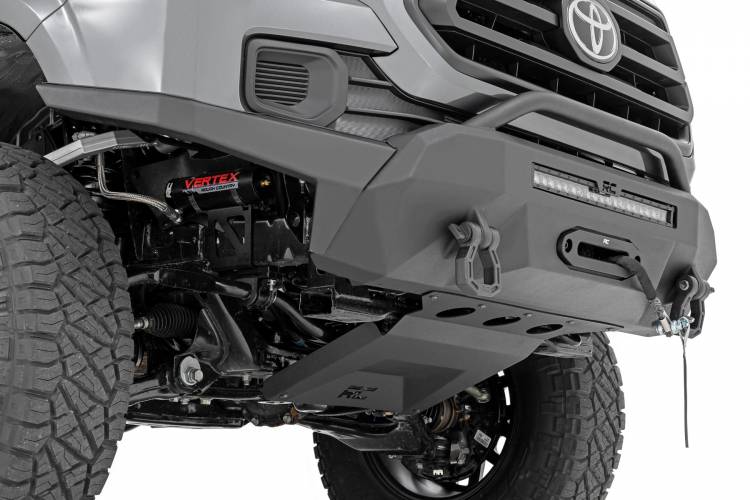 Load image into Gallery viewer, Rough Country | 2016-2023 Toyota Tacoma Front Hybrid High Clearance Bumper - Black Lights With White DRL - Winch Mount Only