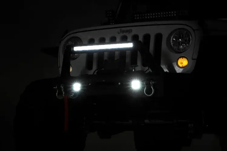 Load image into Gallery viewer, Rough Country | Jeep Gladiator JT / Wrangler JK / JL Front Bumper With Light Hoop *DISCONTINUED*