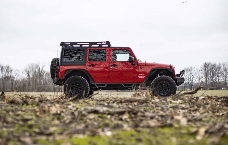 Load image into Gallery viewer, Rough Country | 2007-2018 Jeep Wrangler JK 4WD Roof Rack With LED Lights | 10615