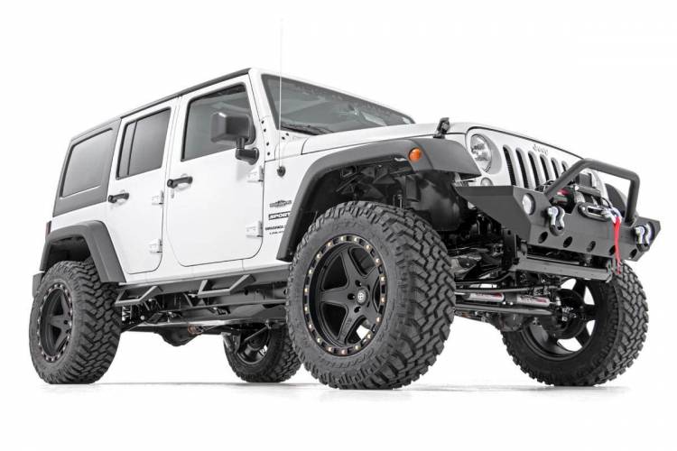 Load image into Gallery viewer, Rough Country | 2007-2018 Jeep Wrangler JK 4WD Contoured Drop Steps | 90765B