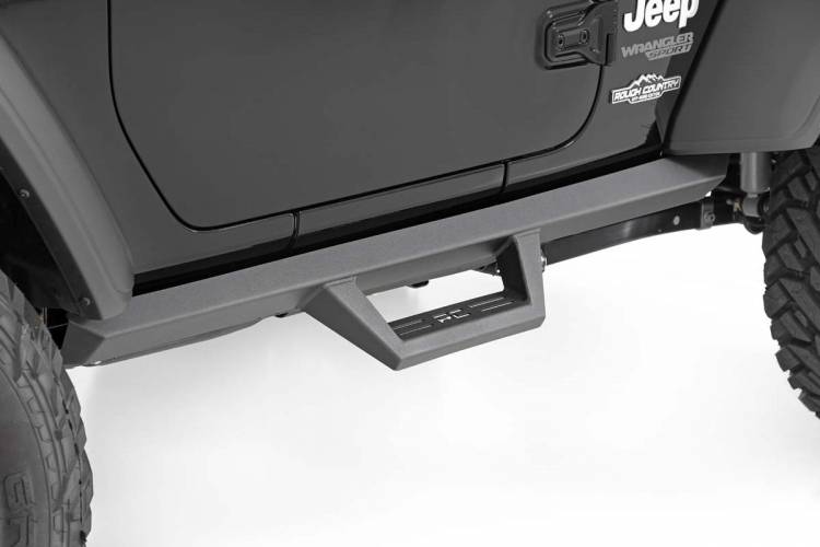 Load image into Gallery viewer, Rough Country | 2018-2024 Jeep Wrangler JL 4WD 2 Door Contoured Drop Steps