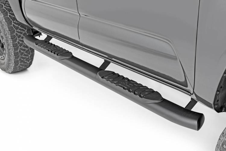 Load image into Gallery viewer, Rough Country | 2005-2023 Toyota Tacoma Double Cab 2WD / 4WD Black Oval Nerf Steps