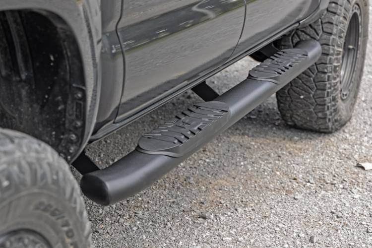Load image into Gallery viewer, Rough Country | 2005-2023 Toyota Tacoma Double Cab 2WD / 4WD Black Oval Nerf Steps