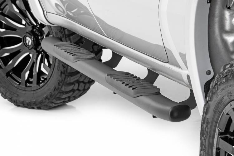 Load image into Gallery viewer, Rough Country | 2019-2024 GM 1500 / 2500 HD / 3500 HD Black Oval Nerf Steps - Crew Cab - DEF Tank