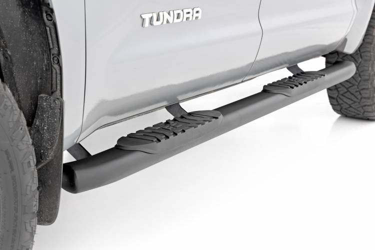 Load image into Gallery viewer, Rough Country | 2007-2021 Toyota Tundra 2WD / 4WD Black Oval Nerf Steps | 21009