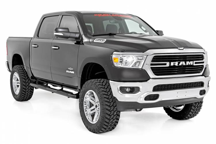 Load image into Gallery viewer, Rough Country | 2019-2024 Dodge Ram 1500 Crew Cab / 2021-2024 TRX Black Oval Nerf Steps