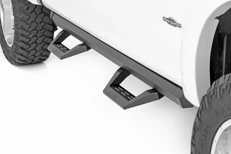 Load image into Gallery viewer, Rough Country | Dodge Ram 1500 / 2500 / 3500 Crew Cab 2WD / 4WD SRX2 Adjustable Aluminum Steps