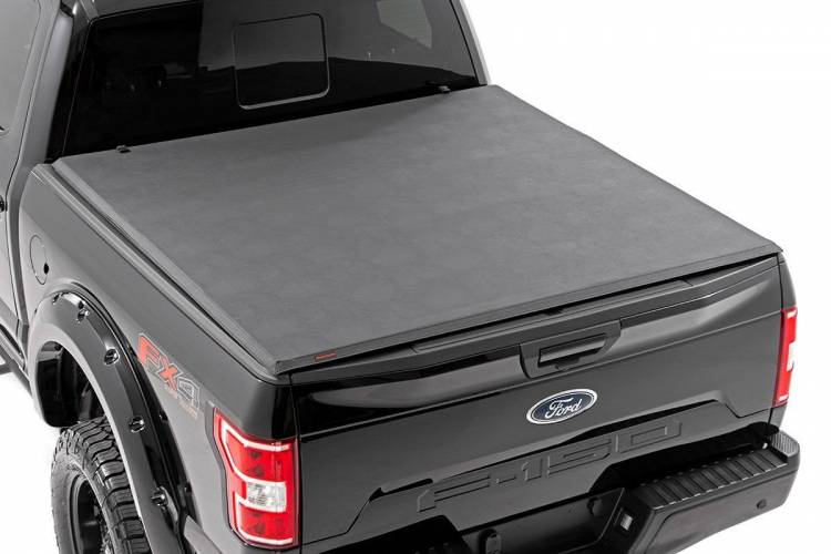 Load image into Gallery viewer, Rough Country | 2021-2023 Ford F150 Soft Tri-Fold Bed Cover - 5' 5 Inch Bed