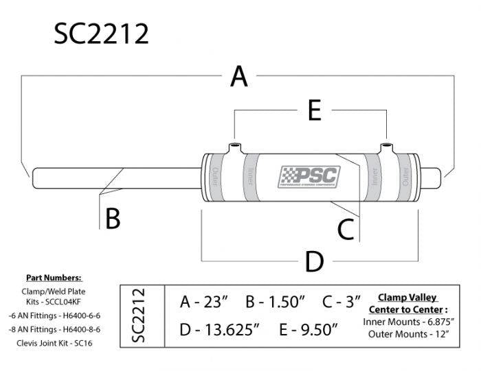 Load image into Gallery viewer, PSC | 2.5 Inch Bore X 8 Inch Stroke Double Ended Steering Cylinder