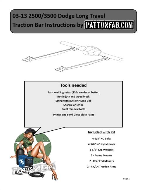 Patton Fabrication | 2003-2013 Dodge Ran 2500 / 2003-2018 3500 Long Travel Traction Bars | Boxed