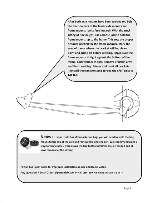 Patton Fabrication | 2003-2013 Dodge Ram 2500 / 2003-2018 3500 Long Travel Traction Bars | C-Bend