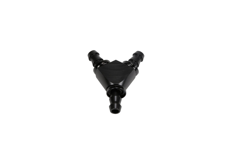 Load image into Gallery viewer, Fleece | Universal 3 / 8in Aluminum Y-Barbed Fitting (For -6 Pushlok Hose) - Black Anodized