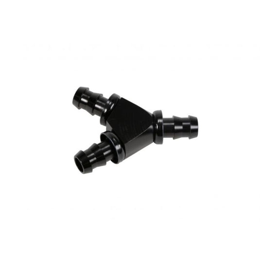 Fleece | 1 / 2 Inch Black Anodized Aluminum Y Barbed Fitting (For -8 Pushlok Hose)