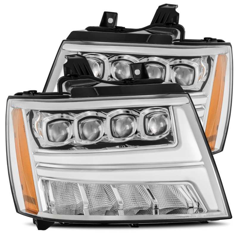 Load image into Gallery viewer, AlphaRex 07-13 Chevy Avalanche?NOVA LED Proj Headlights Plank Style Design Chrome w/Activ Light/DRL