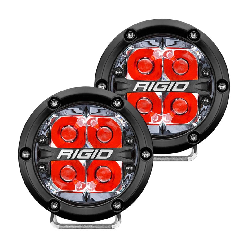 Load image into Gallery viewer, Rigid Industries | 360-Series 4 Inch LED Off-Road Spot Beam - Red Backlight (Pair)