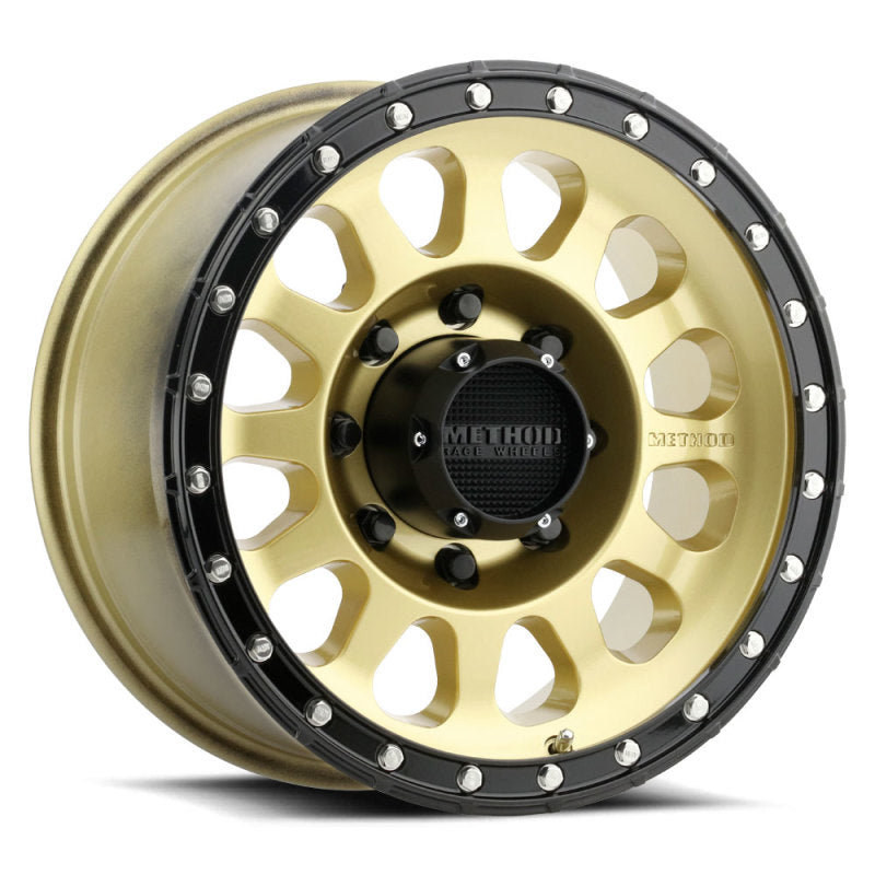 Load image into Gallery viewer, Method | MR315 18x9 +18mm Offset 8x6.5 130.81mm CB Gold/Black Street Loc Wheel