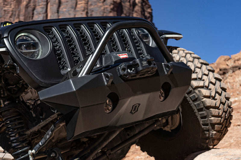 Load image into Gallery viewer, ICON 2018+ Jeep Wrangler JL / 2020+ Jeep Gladiator JT Pro Recessed Impact Front Bumper w/Bar & Tabs