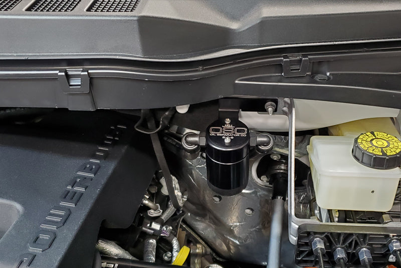 Load image into Gallery viewer, J&amp;L 2021-2025 Ford F-150 3.5L Passenger Side Oil Separator 3.0 - Black Anodized

