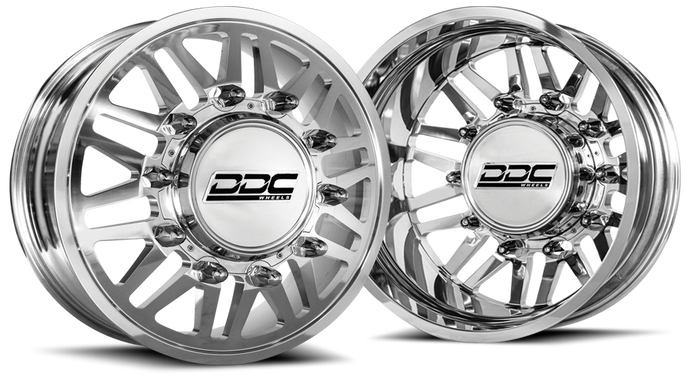 DDC | Dually Wheels 94-18 RAM 92-10 GM Aftermath Polished 20X8.25 8X165 12.50 Tire