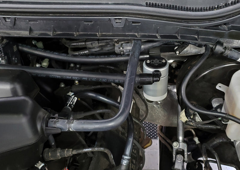 Load image into Gallery viewer, J&amp;L 17-22 Ford F-250 6.2L/7.3L Passenger Side Oil Separator 3.0 - Clear Anodized

