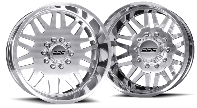Load image into Gallery viewer, DDC | Dually Wheels Aftermath Polished 22x8.25 10x225 SS Fronts 15-25 Ford F-450 / F-550 08-25 Dodge Ram 4500 / 5500
