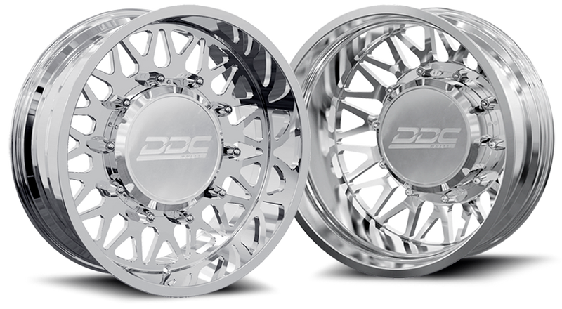 Load image into Gallery viewer, DDC | Dually Wheels The Mesh Forged 22x8.25 10x225 Polished SS Fronts 15-25 Ford F-450 / F-550 Dodge Ram 08-25 4500 / 5500
