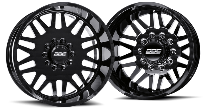 DDC | Dually Wheels Aftermath Black / Mill 22x8.25 8x200 SS Fronts 19-25 Dodge Ram 3500