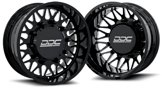 DDC | Dually Wheels The Mesh Forged 22x8.25 8x200 Black / Mill SS Fronts 19-25 Dodge Ram 3500